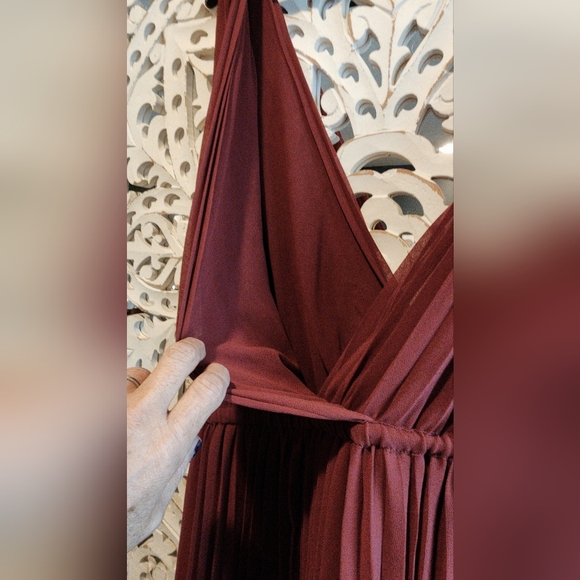 ARITIZA WILFRED BRICK COLOR PLEATED DRESS V NECK A-LINE SZ MEDIUM - Picture 13 of 13